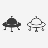 vecteur d'icône d'ovni isolé. espace, extraterrestre, vaisseau spatial, signe de symbole de soucoupe