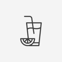 vecteur d'icône de jus d'orange de limonade fraîche isolé. cocktail tropical, signe de symbole de boisson