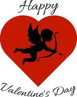 flèche d'amour. silhouette. adorable cupidon espiègle avec un arc et une flèche dans son cœur. La Saint-Valentin. vecteur