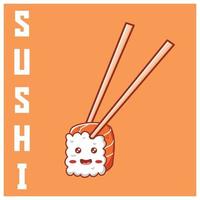 jolie illustration de sushis et de baguettes vecteur