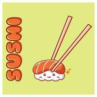 jolie illustration de sushis et de baguettes vecteur