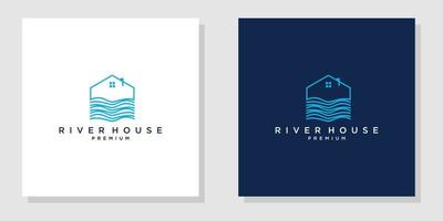 inspiration de conception de logo de maison de rivière, illustration vectorielle vecteur