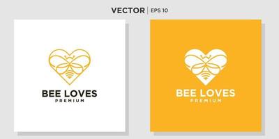 modèle de logo vectoriel amour abeille