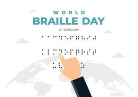 fond de la journée mondiale du braille célébrée le 4 janvier isolé sur blanc vecteur