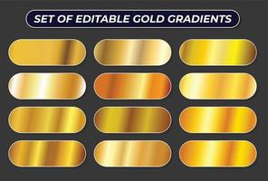 ensemble d'arrière-plans de texture de feuille d'or, illustration vectorielle de dégradé de couleurs doré, métallique, cuivre, laiton vecteur