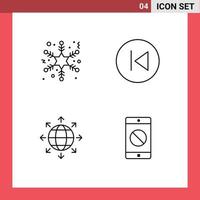 ensemble moderne de 4 couleurs et symboles plats remplis tels que les flèches fléchées globales en flocons éléments de conception vectoriels modifiables du monde gauche vecteur