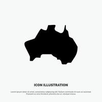 carte de localisation de pays australien voyage solide glyphe icône vecteur