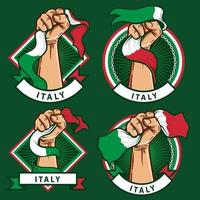 poing mains avec illustration du drapeau italien vecteur