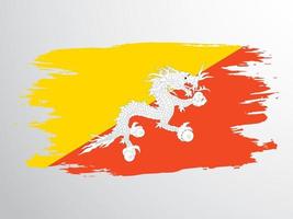 drapeau du bhoutan peint avec un pinceau vecteur