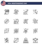 stock vector icon pack of american day 16 lignes signes et symboles pour american usa musique sports baseball modifiable usa day vector design elements