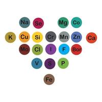 microéléments minéraux et macroéléments, utiles pour la santé humaine. fondamentaux d'une saine alimentation et d'un mode de vie sain. vecteur