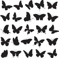 silhouette de papillon, aile de papillon mariposa et papillons isolés vecteur