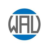 création de logo de lettre wau sur fond blanc. concept de logo de cercle d'initiales créatives wau. conception de lettre wau. vecteur