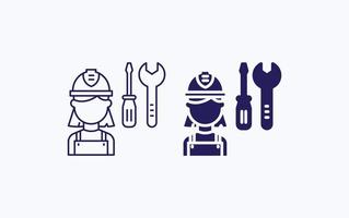 icône d'illustration de mécanicien féminin vecteur