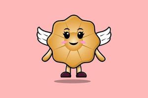 personnage de dessin animé mignon biscuits portant des ailes vecteur