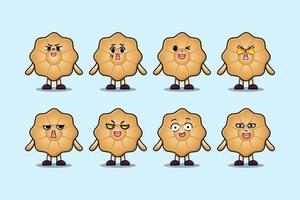 définir des expressions de personnage de dessin animé de biscuits kawaii vecteur