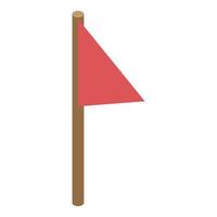 icône d'excursion drapeau rouge, style isométrique vecteur
