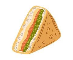 sandwich au poisson omelette et légumes. nourriture asiatique. parfait pour le café du restaurant et les menus imprimés. vecteur main dessiner illustration de dessin animé.