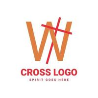 lettre w création de logo vectoriel croix initiale