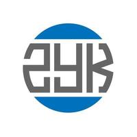création de logo de lettre zyk sur fond blanc. concept de logo de cercle d'initiales créatives zyk. conception de lettre zyk. vecteur