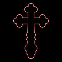 croix néon trèfle croix trèfle monogramme croix religieuse couleur rouge image d'illustration vectorielle style plat vecteur