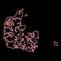 carte néon du danemark couleur rouge image d'illustration vectorielle style plat vecteur