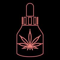 huile de médecine de marijuana au néon à la marijuana cbd flacon de ferme de cannabis couleur rouge illustration vectorielle image style plat vecteur