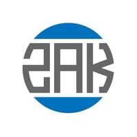 création de logo de lettre zak sur fond blanc. concept de logo de cercle d'initiales créatives zak. conception de lettre zak. vecteur