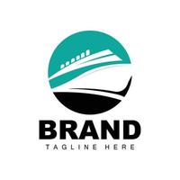 logo du navire, vecteur de transport océanique et bateau de croisière, fret, logistique, école de voile, hors-bord