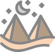 icône de glyphe de paysage de nuit du désert vecteur