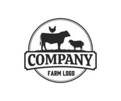 création de logo de ferme de viande. modèle de vecteur de conception de logo de ferme animale