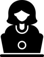 femme utilisant la conception d'icône de vecteur d'ordinateur portable
