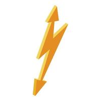 icône de boulon flash jaune, style isométrique vecteur