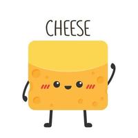 mignon personnage de fromage heureux. émoticône de nourriture drôle dans un style plat. illustration vectorielle d'emoji laitier. vecteur