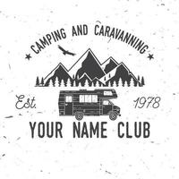 club de camping et caravaning. illustration vectorielle. vecteur