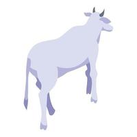 icône de vache blanche, style isométrique vecteur