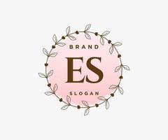 initiale es logo féminin. utilisable pour les logos nature, salon, spa, cosmétique et beauté. élément de modèle de conception de logo vectoriel plat.