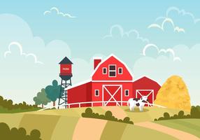 Red Barn On The Farm Scène vectorielle vecteur