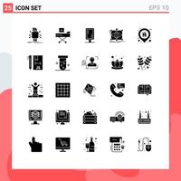 interface mobile ensemble de glyphes solides de 25 pictogrammes d'esquisse de conception de formulaire d'ébauche d'éléments de conception vectoriels modifiables vecteur