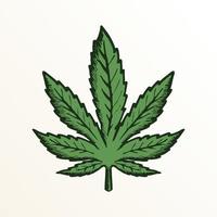 feuille de chanvre fraîche verte. chanvre isolé. feuille de marijuana lumineuse et colorée, élément de conception pour logo, affiche, carte, bannière, emblème, t-shirt. illustration vectorielle vecteur