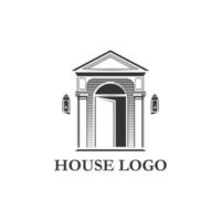 logo de maison vintage, élément de design pour logo, affiche, carte, bannière, emblème, t-shirt. illustration vectorielle vecteur