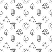motif de feuille, ampoule, recyclage, poubelle, soleil, arbre composé de diverses icônes de ligne. parfait pour les sites Web, l'emballage, l'impression sur différentes couvertures vecteur