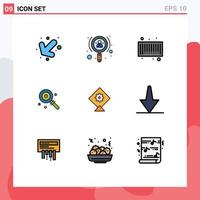 interface mobile filledline couleur plate ensemble de 9 pictogrammes d'éléments de conception vectoriels modifiables de cerf-volant de code à barres de festival inférieur vecteur
