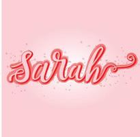 nom de sarah fille amour script rose tourbillon manuscrit sara vecteur