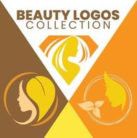 beauté logo design concept frais botanique fille cheveux huile cosmétique diamant circulaire vecteur