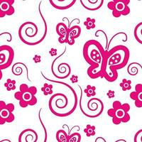 papillon rose spirale fleur motif vecteur continu répéter