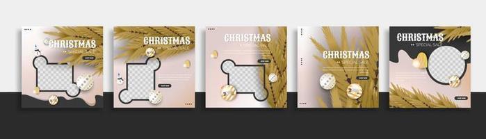 ensemble de bannières web de modèle de publication sur les médias sociaux de noël pour les promotions de votre produit. vecteur