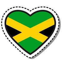 drapeau jamaïque coeur autocollant sur fond blanc. insigne d'amour de vecteur vintage. élément de conception de modèle. fête nationale. signe de voyage.