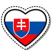 drapeau slovaquie coeur autocollant sur fond blanc. insigne d'amour de vecteur vintage. élément de conception de modèle. fête nationale. signe de voyage.