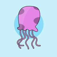 illustration d'icône vectorielle de méduses d'animaux de mer de dessin animé mignon. concept d'icône de nature animale isolé vecteur premium. vecteur gratuit de style cartoon plat